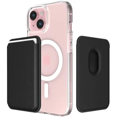 Abbildung von Sinjimoru Magnetic Wallet für Handy, Premium Vegan Leder Telefon Brieftasche MagSafe 3 Karten Halter Kompatibel mit iPhone 15 Plus Pro Max 14 13 12 Serie. M Viica Schwarz