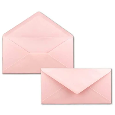 Abbildung von 100 Brief Umschläge Rosa DIN Lang 110 x 220 mm (11 22 cm) Nassklebung ohne Fenster Ideal für Einladungs Karten Serie FarbenFroh