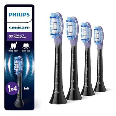 Abbildung von Philips Sonicare G3 Premium Gum Care, Original Ersatzbürstenköpfe, Schwarz, 4er Pack, HX9054/88