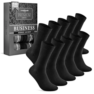 Abbildung von 10 Paar Socken Herren 39 42 Schwarz Business Baumwolle Atmungsaktive Anzugsocken 15800