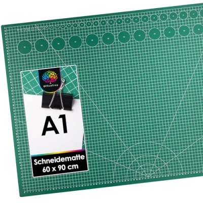 Abbildung von OfficeTree Schneidematte A1 Grün mit beidseitigen Rastern und Markierungen Bastelunterlage 90x60 als Nähen Zubehör Auch Schneideunterlage Malunterlage