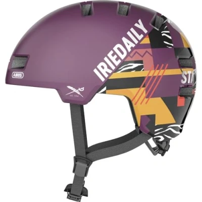 Abbildung von ABUS Stadthelm Skurb ACE Stylischer Fahrradhelm im Alltag, beim Skaten, BMX Fahren oder Longboarden Lila/Muster, Größe M