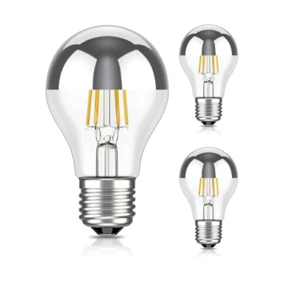 Abbildung von ledscom.de 3 Stück E27 LED Leuchtmittel, A60, warmweiß (2700 K), 4,1 W, 461lm, Kopfspiegel (silber)