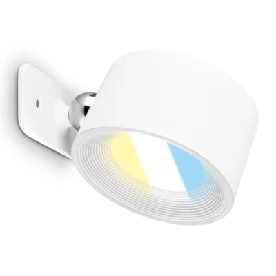 Abbildung von BRILONER Wandleuchte ohne Stromanschluss mit Akku, magnetisch abnehmbar, 360 Grad drehbar, dimmbar, CCT, Innen, Wandlampe, Bettlampe, Lampe Bett, Leselampe, 8,7x7,5x4,8cm, Weiß
