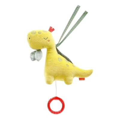 Abbildung von Fehn Spieluhr Baby Einschlafhilfe Dino Kuscheltier mit sanfter Melodie &quot;Mozarts Wiegenlied&quot; Babyspielzeug für Unterwegs &amp; Zuhause Musikspielzeug Babys Kleinkinder