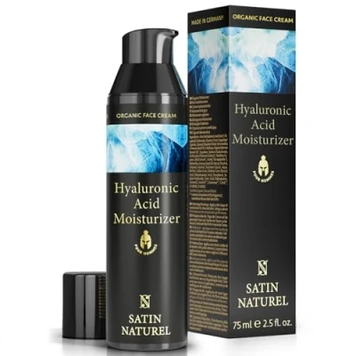Abbildung von Moisturizer Face für Männer mit BIO Aloe Vera + Hyaluron Arganöl Gesichtscreme die optimale Pflege und Frische Gesichtspflege 75ml Skincare Vegan Satin Naturel