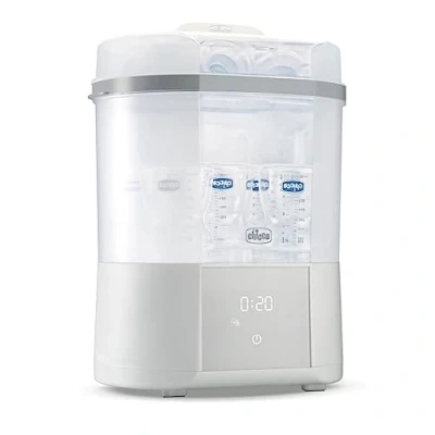 Abbildung von Chicco modularer Sterilisator mit Trocknungsfunktion, Flaschen , Beißring und Schnuller 3 Funktionen Selbstabschaltung, Mikrowellenfest, Geeignet zum Sterilisieren von bis zu 6 330ml Flaschen, Weiß