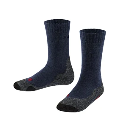 Abbildung von FALKE Unisex Kinder Wandersocken TK2 K SO Wolle Funktionsmaterial antiblasen dick 1 Paar, Blau (Dark Blue 6680), 27 30