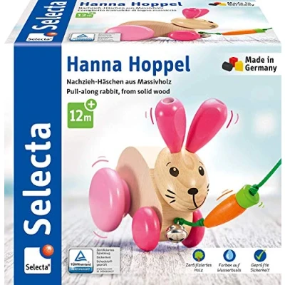 Abbildung von Selecta 62023 Hanna Hoppel, Nachzieh Hase, Schiebe und Nachziehspielzeug aus Holz, 13 cm