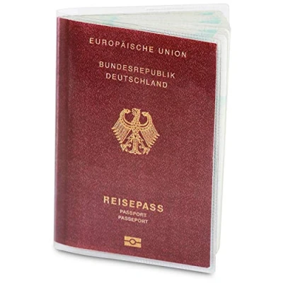 Abbildung von 2 x Reisepasshülle für den NEUEN Reisepass (ab April 2017), dokumentenecht und transparent in reißfester Schutzhülle. Schützt Ihren Pass vor Wasser, Staub Schmutz Zwei Passport Holders im Set