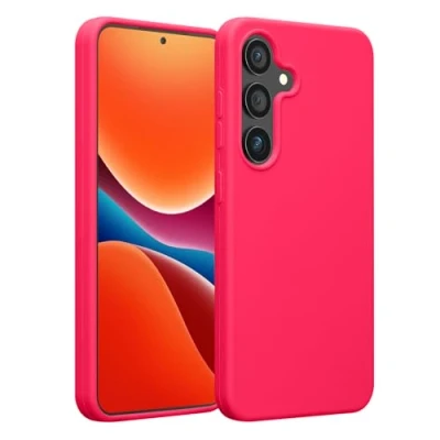 Abbildung von kwmobile Hülle kompatibel mit Samsung Galaxy S25 Plus Silikon Handy Case Handyhülle weiche Oberfläche kabelloses Laden Neon Pink