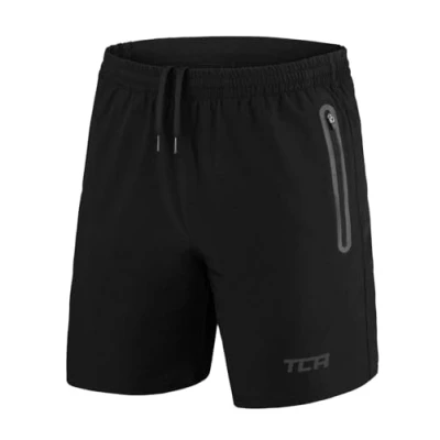 Abbildung von TCA Herren Elite Tech Leichte Laufhose Gymshorts Trainingsshorts und Laufshorts mit Reißverschlusstaschen Sporthose Kurz Schwarz/Schwarz, S