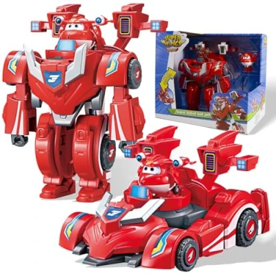Abbildung von Super Wings EU770351 Robot Suit Jett, ca. 18 cm große verwandelbare Spiel Figur, 2 in 1 Roboter Anzug und Auto, für Kinder ab 3 Jahren, Red