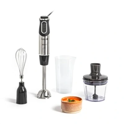 Abbildung von Krups Perfect Mix Stabmixer HZ6568 Blender 1000 Watt Edelstahlfuß 4 extra scharfe Messer Powelix Technologie Schneebesen 500 ml Zerkleinerer 800 Messbecher Schwarz/Silber