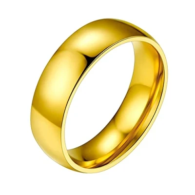 Abbildung von PROSTEEL Herren Trauring hochglanzpoliert Bandring Größe 59 Simpel 18k vergoldet 6mm breit Band Ring Partnerring für Männer Modeschmuck Accessoire Weihnachten