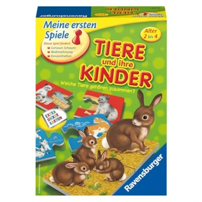 Abbildung von Ravensburger 21403 Tiere und ihre Kinder Kinderspiel, Tierwelt kennenlernen für 1 4 Spieler ab 2 Jahren, Yellow