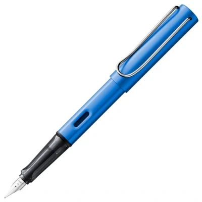 Abbildung von Lamy AL star oceanblue Füller Füllhalter mit ergonomischem Griff &amp; polierter Stahlfeder in Strichbreite F leichtes Aluminiumgehäuse inkl. Tintenpatrone T 10 blau Rechtshänder