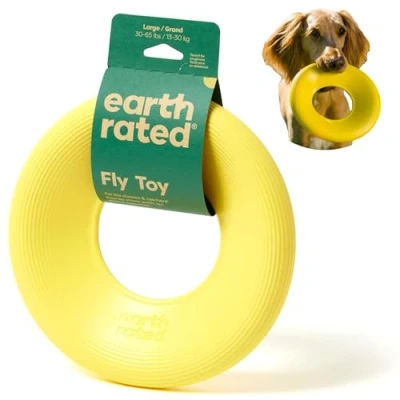 Abbildung von Earth Rated Fliegende Ring, EIN interaktives Frisbee für ausgewachsene Hunde und Welpen, versinkt im Wasser Nicht, groß, gelb