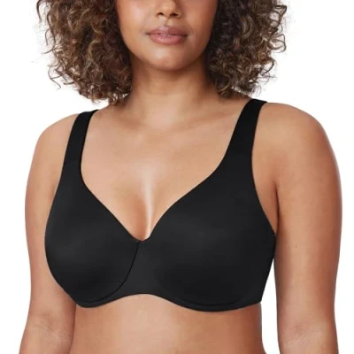 Abbildung von DELIMIRA AISILIN Damen Minimizer BH mit Bügel ohne Polster Vollschalen Große Größen Unterwäsche Schwarz 75G