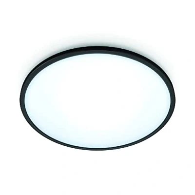 Abbildung von WiZ SuperSlim Deckenleuchte Tunable White, dimmbar, warm bis kaltweiß, 14W, smarte Steuerung per App/Stimme über WLAN, schwarz