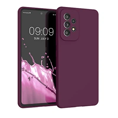 Abbildung von kwmobile Hülle kompatibel mit Samsung Galaxy A53 5G Silikon Handy Case Handyhülle weiche Oberfläche kabelloses Laden Bordeaux Violett