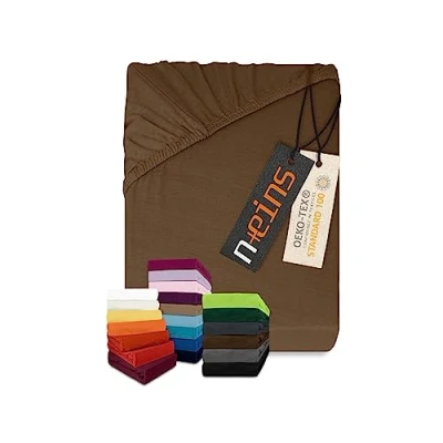 Abbildung von npluseins klassisches Jersey Spannbetttuch vielen Farben + Größen 100% Baumwolle 159.192, 120 x 200 cm, Schokobraun