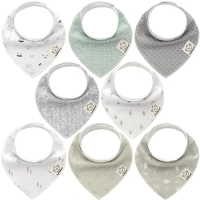 Abbildung von 8 Stück Dreieckstuch Baby Junge, Mädchen Unisex Bandana Lätzchen Baby, Super Absorbierende Halstuch Bio Baumwolle Lätzchen, Halstücher für Säuglinge, Sabberlätzchen (Nordic)