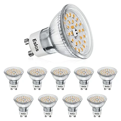 Abbildung von Eslas GU10 LED Warmweiß CRI&gt;90, 5W 550Lm, 3000K Warmweiss, 50W Halogenlampen Ersetzt, 120 Grad Abstrahlwinkel, Reflektorlampe, Nicht Dimmbar, 10 Stück