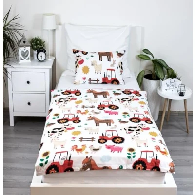 Abbildung von Theonoi Kinderbettwäsche 100x135 Kleinkinder Baby Bettwäsche Babybett Babybettwäsche Set Bettbezug aus Baumwolle Öko Tex Standard für Jungen und Mädchen Farm Tiere Traktor