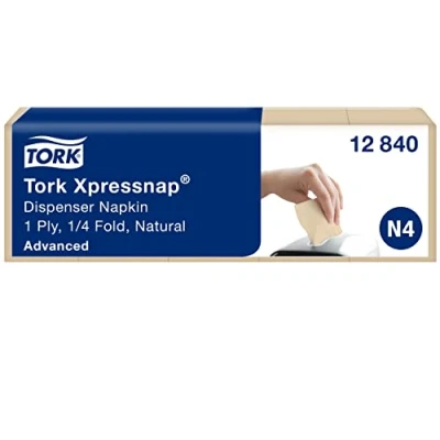 Abbildung von Tork 12840 Xpressnap Spenderserviette aus 100% recycelten Fasern / Natur Papierserviette für Serviettenspender N4 8x1125 Stück