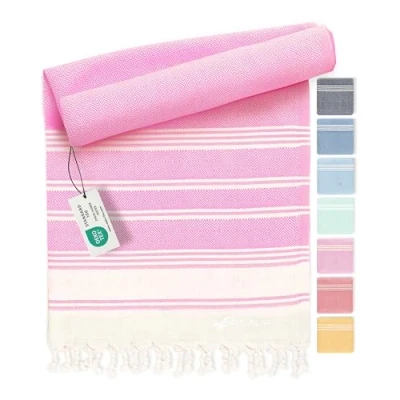 Abbildung von Fit Flip Hamamtuch aus 100% recycelter Baumwolle nachhaltig und natürlich Saunatuch, Strandtuch, Duschtuch, Badetuch, Yogatuch Rose 100x200cm Diamond