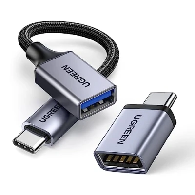 Abbildung von UGREEN Adapter USB C auf (2 Stück) 10Gbps Handy OTG kompatibel mit iPhone16 15 Serie MacBook Pro Mac mini Galaxy S24 S23 Huawei P60 usw (Grau)
