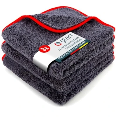Abbildung von Glart Mikrofasertücher Auto 3er Set, Poliertuch saugstark &amp; weich, 40x40cm, Microfasertuch Autopflege, Mikrofasertuch Trockentuch polieren Mikrofaser Poliertücher rot