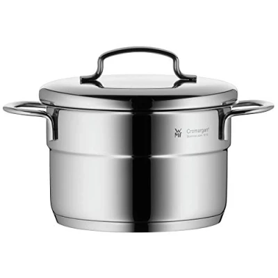 Abbildung von WMF Mini Kochtopf klein 14cm, Metalldeckel, Fleischtopf Induktion 1,3l, Cromargan Edelstahl, stapelbar, für kleine Portionen, Singlehaushalt