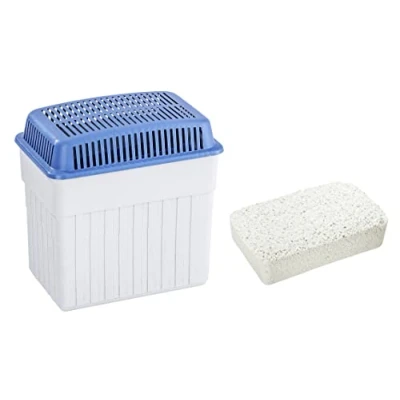 Abbildung von WENKO Feuchtigkeitskiller mit 2 kg Granulatblock, Raumentfeuchter, fasst bis zu 2,8 l Feuchtigkeit, laborgeprüft, nachfüllbar, reduziert Schimmel &amp; Gerüche, 23 x 24 15,5 cm, Grau/Blau