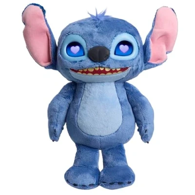 Abbildung von Just Play Disney Stitch Many Moods 34,3 cm großes interaktives Plüschtier, 50+ Soundeffekte und Sprüche, ausdrucksvolle LCD Augen, Kinderspielzeug ab 3 Jahren