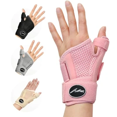 Abbildung von Dr. Arthritis Von Ärzten Entworfen Handbandage, Daumenbandage Links/Rechts, Handgelenkstütze mit Daumenschiene/Stabilisierende Handgelenkbandage Daumenortthese [Pink, Einzelpack]