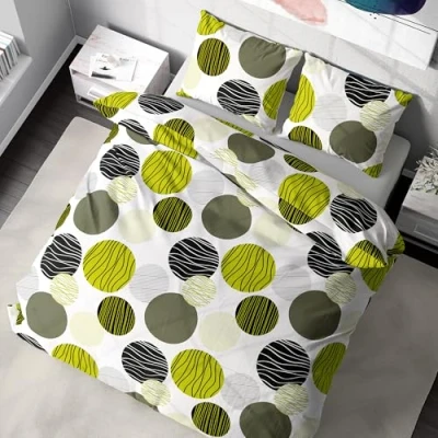 Abbildung von DILIOS Premium Bettwäsche 200 x cm, 100% Atmungsaktive Baumwolle mit Reißverschluss, Renforcé, Grau, Schwarze Punkte, 3 teilig Bettbezug 200x200 cm + 2 Kissenbezug 80x80