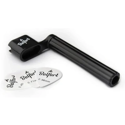 Abbildung von BELFORT® Premium Saitenkurbel BONUS: 4 Plektren + inkl. eBook Saitenspindel Für schnelleres Saiten wechseln Westerngitarre, Akustikgitarre, Konzertgitarre, Klassische Gitarre E (Schwarz)