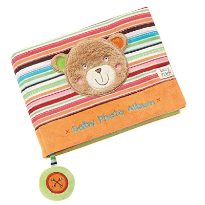 Abbildung von Fehn 091410 Fotobuch Teddy Weiches Soft Bilderbuch für 6 Fotos á 10x15 cm Spielerisch Gesichter merken und Namen lernen Babys Kleinkinder ab 0+ Monaten Maße: 20x15cm