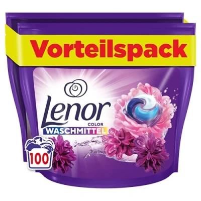 Abbildung von Lenor PODS Waschkapseln Colorwaschmittel 100 Waschladungen, Blütentraum, Langanhaltende Frische Und Geruchsentfernung Bei Kaltwäsche