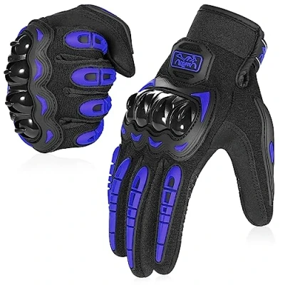 Abbildung von COFIT Motorradhandschuhe, Vollfinger Touchscreen Handschuhe für Motorradlaufen, Mountainbike, Klettern, Jagd, Wandern und andere Outdoor Sportarten Blau M
