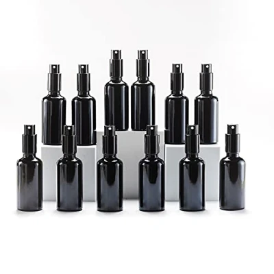 Abbildung von YIZHAO Schwarz Sprühflasche Glas 50ml, Klein mit [Zerstäuber], für Ätherisches Öle,Kosmetik, Apotheker, Reinigung,Aromatherapie, Massage, Haare 12Pcs