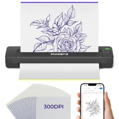 Abbildung von MUNBYN Tattoo Drucker Bluetooth, Stencil Printer, Haut Tattoodrucker Thermodrucker für Anfänger, Android iOS Mac Windows, ITP06, Schwarz