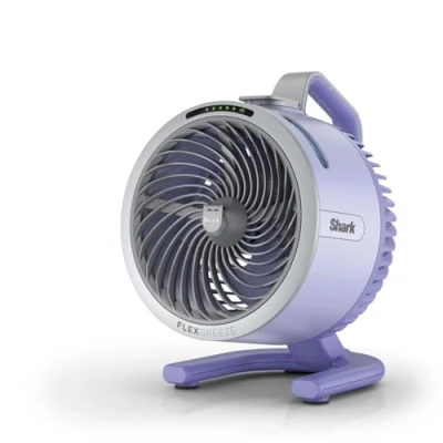 Abbildung von Shark FlexBreeze HydroGo Starker Ventilator mit Sprühnebel, Kühlung für drinnen &amp; draußen, leise langlebig, kabelgebunden kabellos, kompakt leicht, bis zu 20 m Luftstrom, Lila FA050EULV