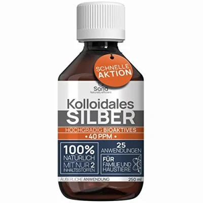 Abbildung von Kolloidales Silber 40 PPM 250 ml Premium Silberwasser Stärker als 25ppm Für Mensch, Hund &amp; Katze Carbon Neutral 100% natürlich mit 2 Zutaten
