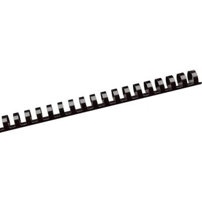 Abbildung von Albyco Plastikbinderücken, Binderinge, Bindekämme aus Kunststoff, 21 Ringe, ø 10 mm Schwarz, Bindekapazität 65 Blatt, Länge A4, 100 Stück