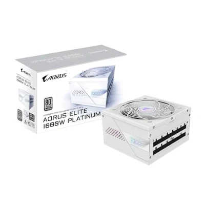 Abbildung von GIGABYTE AORUS Elite P1000W Ice Netzteil PCIe 5.0, 80 Plus Platinum, Vollmodulares Design, 120mm Lüfter, ATX 3.0 kompatibel, EU Stecker