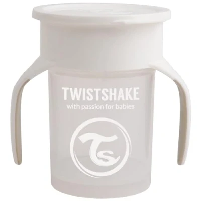 Abbildung von Twistshake 360 Cup Trinklernbecher Kinder mit Griffen 230 ml, Schnabeltasse Baby, auslaufsicherer Trinkrand, BPA Frei, 6+ Monate, Weiß