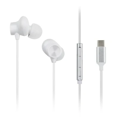 Abbildung von Panasonic RP TCM225DEW, USB C Ohrhörer, In Ear kabelgebundene Kopfhörer mit integriertem Mikrofon &amp; Bedienung, kraftvoller Bass, anpassbare Passform, 1,2 m Kabel, Weiß